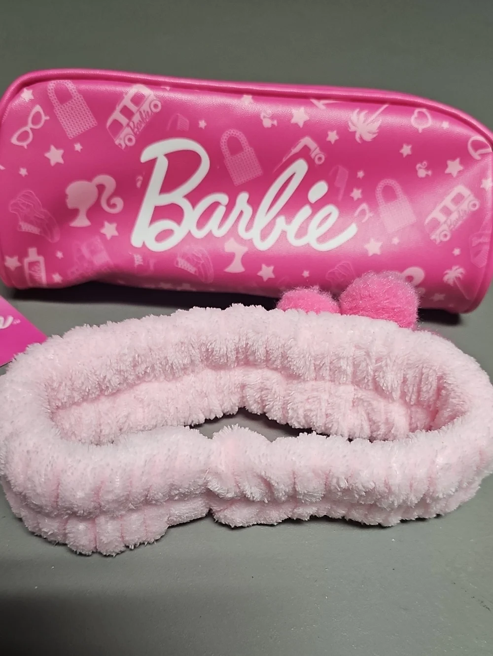 Barbie Collection Set Big Zipper Pouch Bag &  Spa Headband NWT